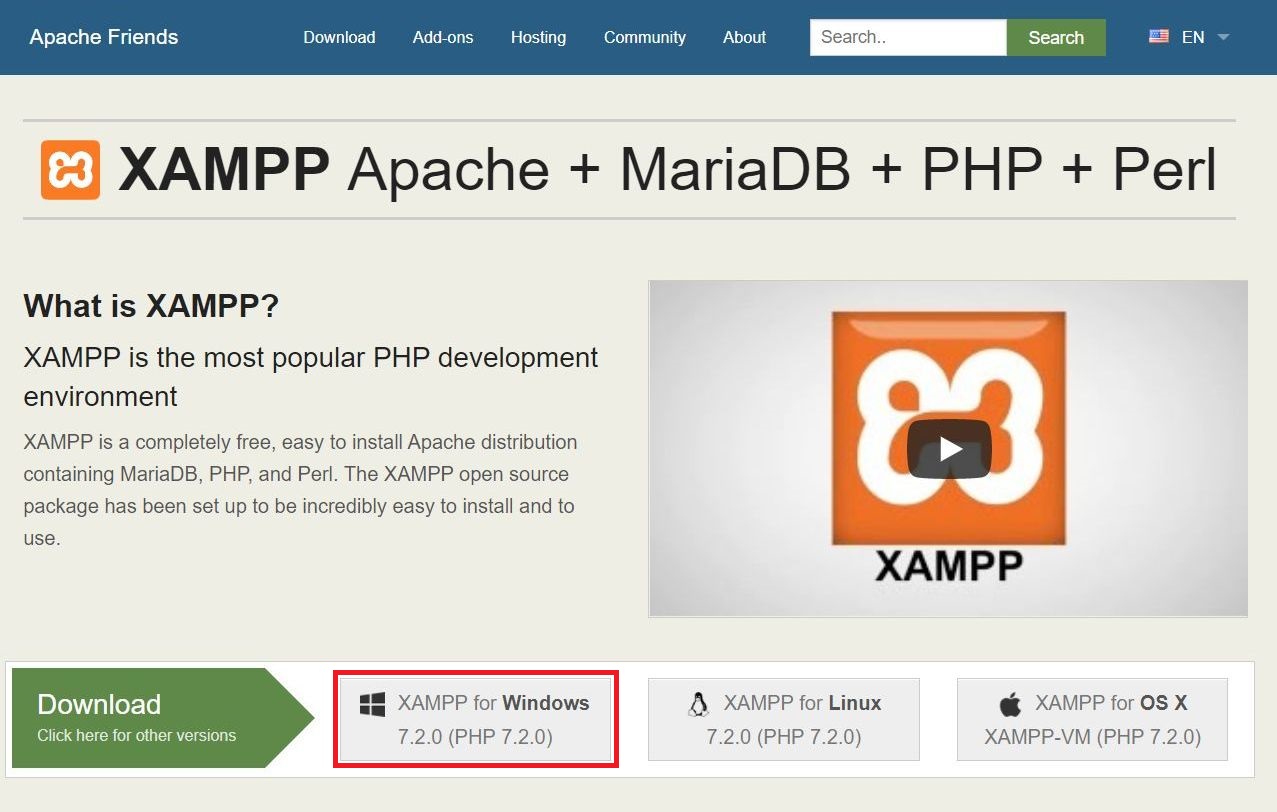 Xampp download for windows