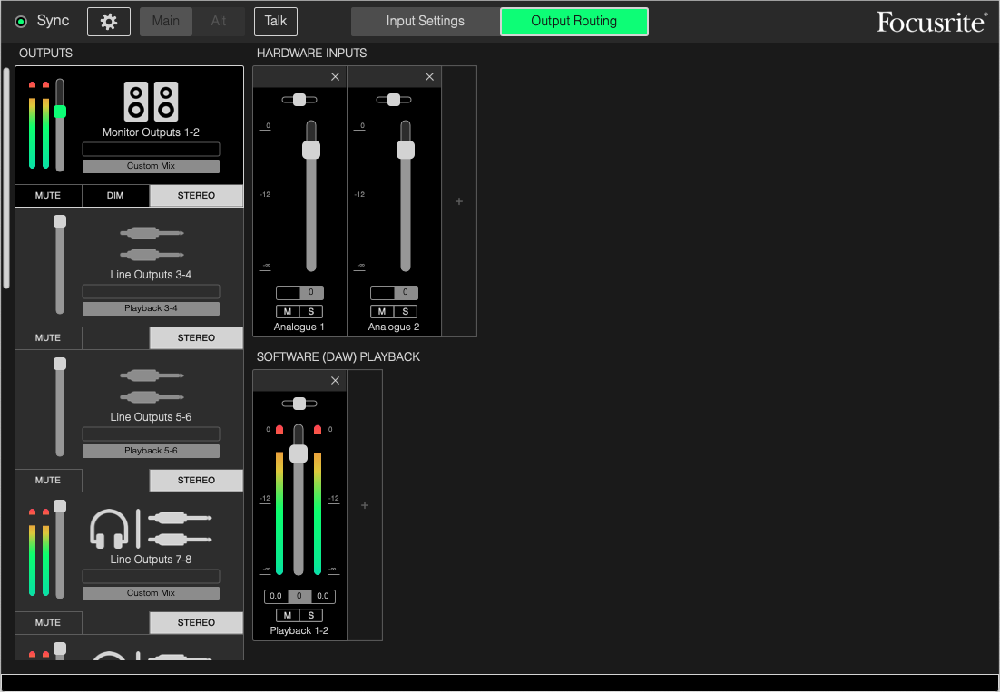 Focusrite software control