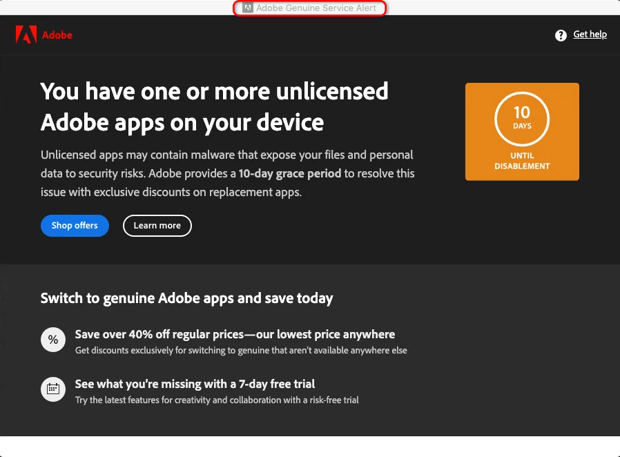 Adobe genuine service