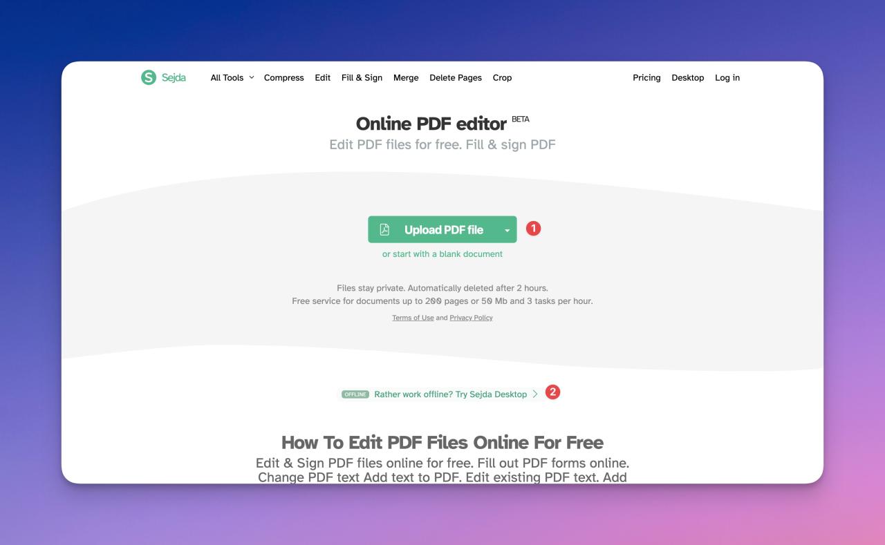 Pdf editor sejda